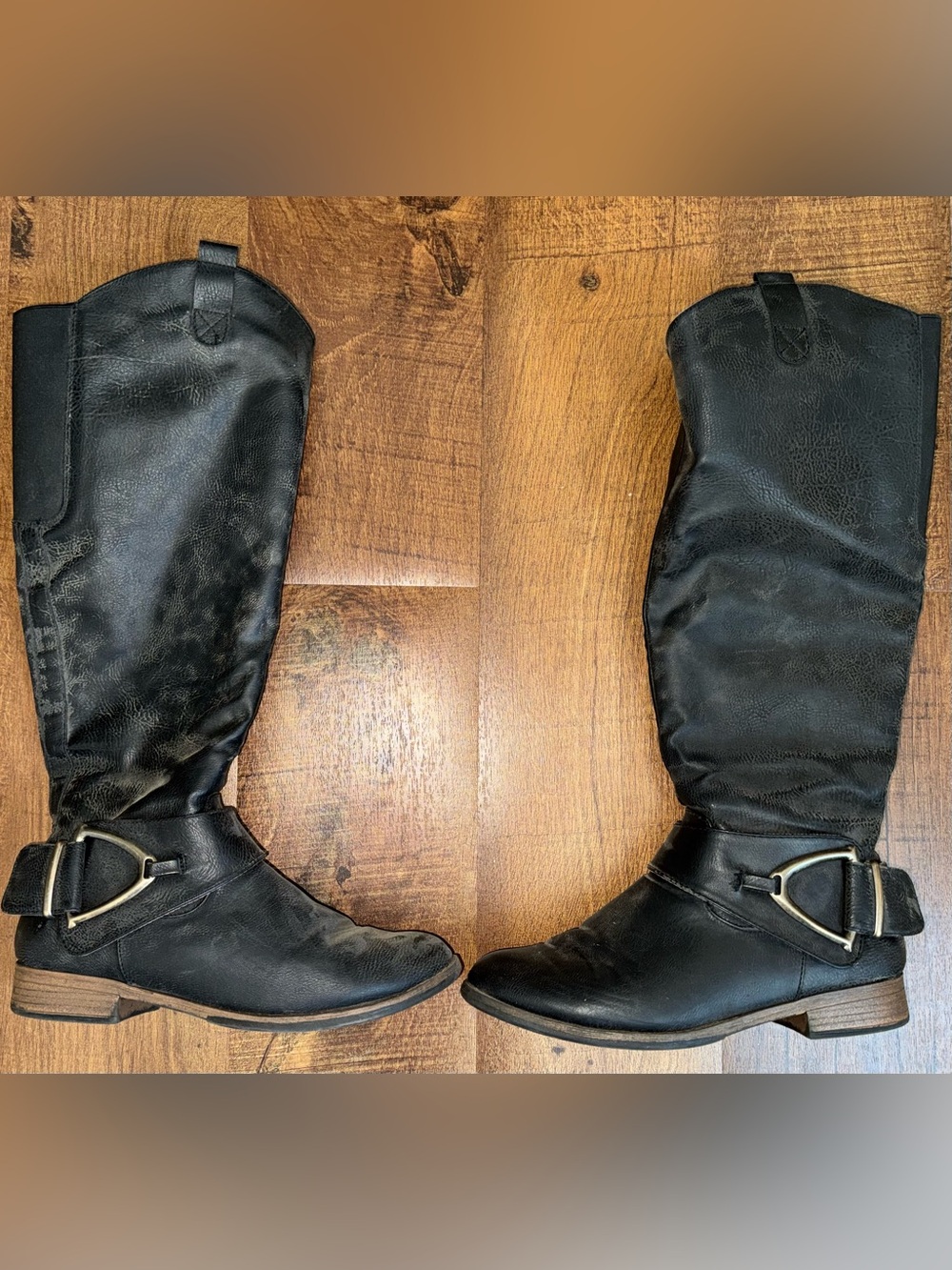 Maurices Black Tall Riding Boots with Buckle Detail